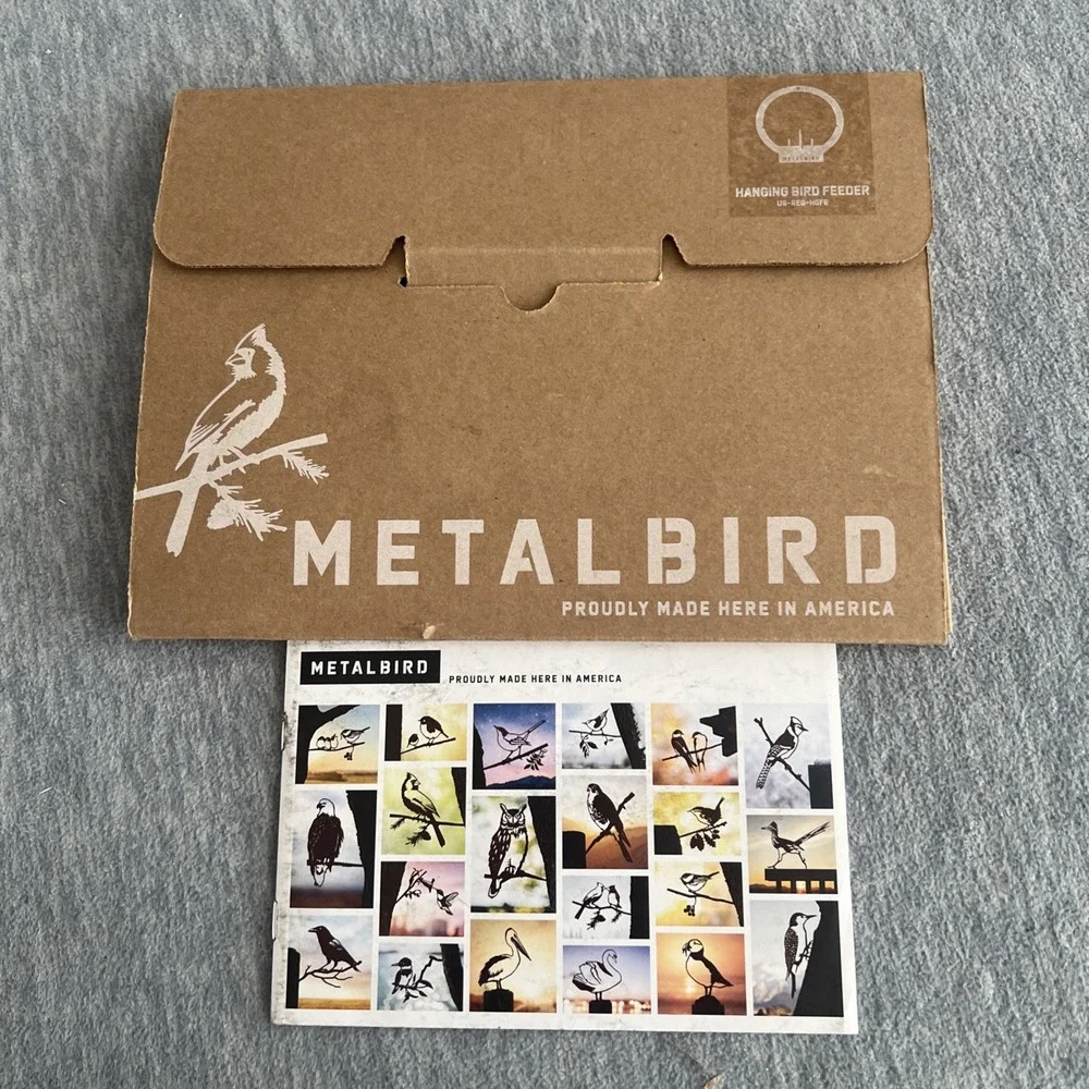 Metalbird Hanging Bird Feeder Outdoor Tree Corten‎ Steel Art Nature Gift USA NIB